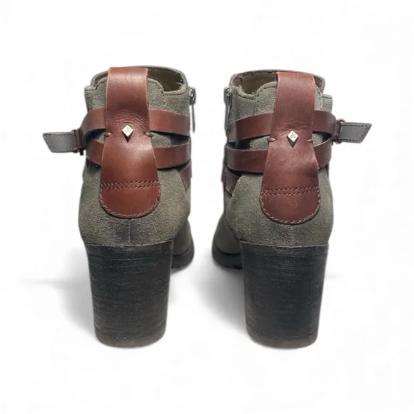Sam Edelman Hannah Gray Suede Ankle Boots with Brown Double Belt – Size 9.5 - Picture 3 of 9